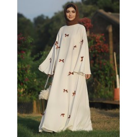 [Butterfly Bow Abayas Set] Elegant Butterfly Bow Abayas Set - Long Robe Dress and Headscarf