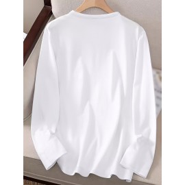 Women'S Long Sleeve Crew Neck T-Shirt with 