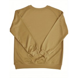 [Thankful Print Sweatshirt] Women's Casual Thankful Print Sweatshirt - 100% Polyester Knit Crew Neck Long Sleeve Top For Fall/Winter - Soft, Machine Washable, Plus Size Comfort Wear