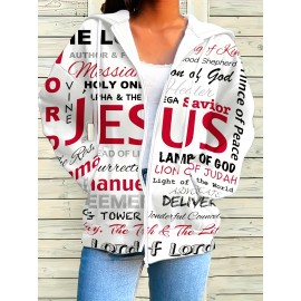 Women'S White Hoodie with Inspirational Christian Quotes - 