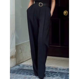Timeless Turtleneck Top & High-Waisted Trousers Set(No belt)