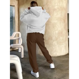 Autumn Winter New Arrival, Sunflower Creative Letter Print Hoodie Sweatshirt and Pants Two-Piece Set, Casual Style, with Pocket, for Women, Fall/Winter Collection, Graphic Design, Long Sleeve, Comfortable Fit, Perfect for Outdoor